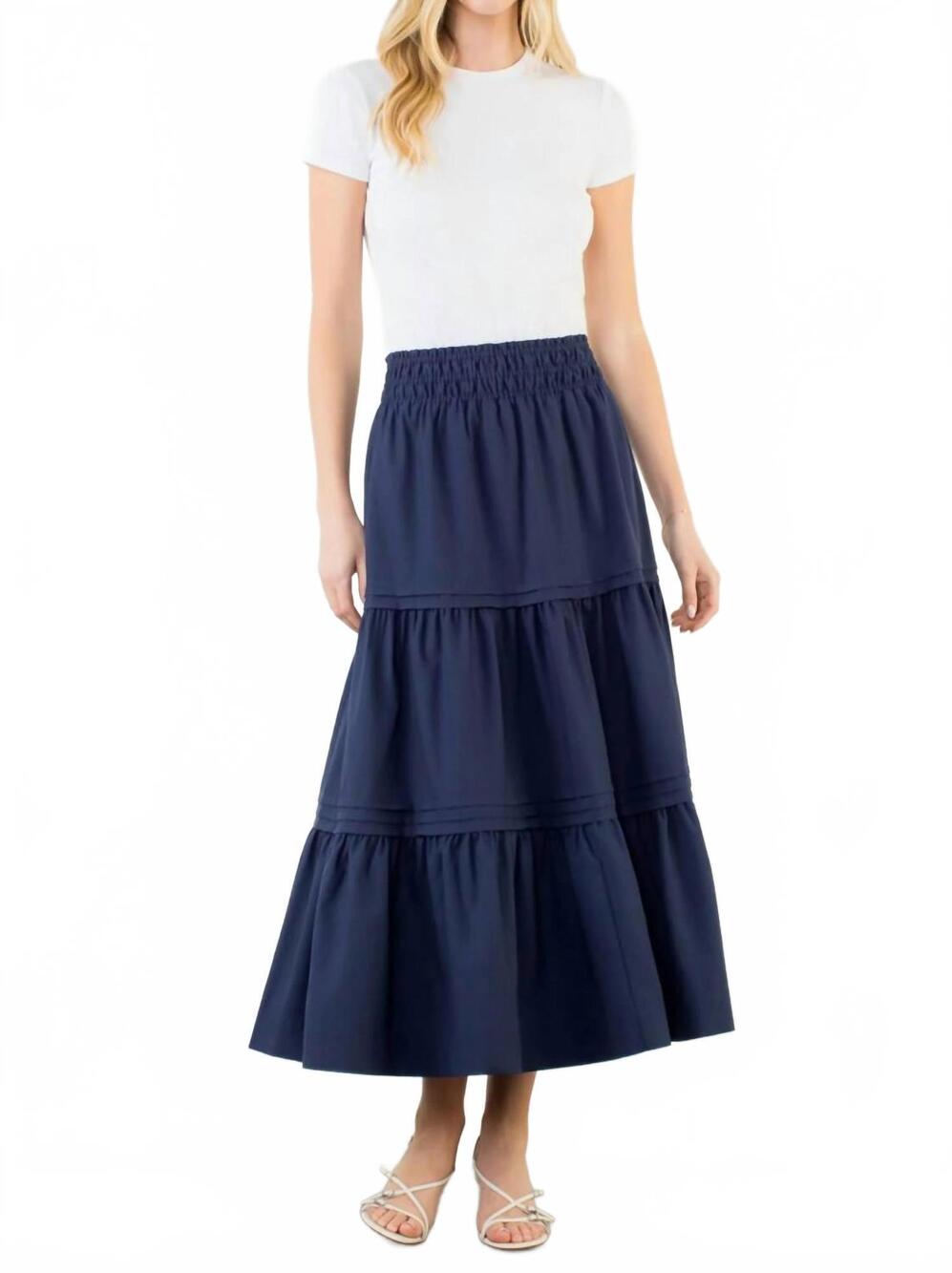 NEW THML long tiered skirt in blue